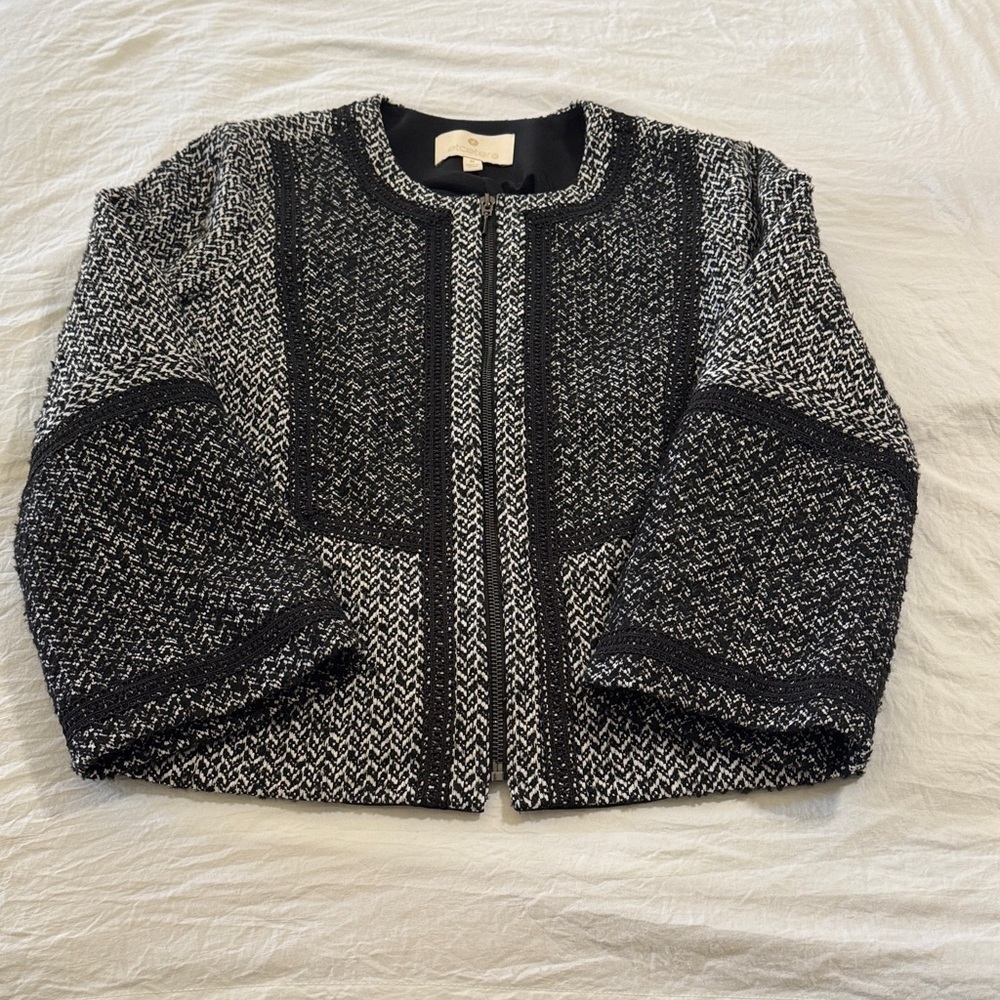 Etcetera Woman’s Luxury Tailored Professional Career Tweed Zip Up Jacket